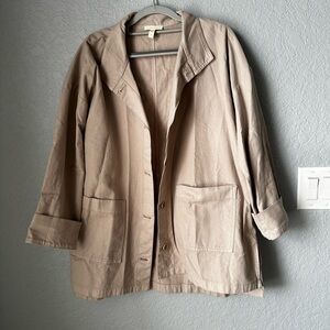 Eileen Fisher Cotton Hemp Stretch Collar Jacket